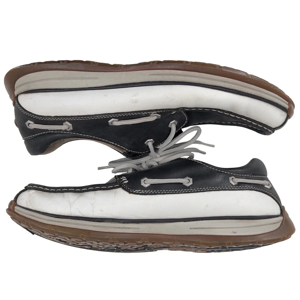 Rockport I Travel Leather Boat Shoes‎ Deck Black White Mens 13 M